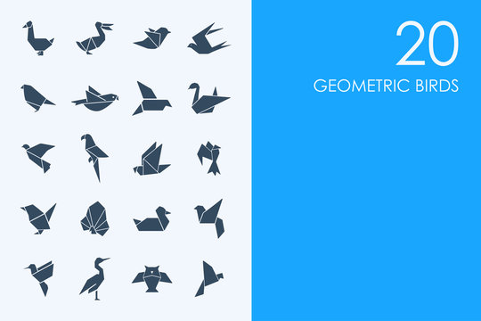 Set of geometric birds icons