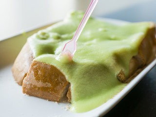 steamed custard bread on white dish