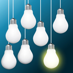 One Light bulb turn on Vector. Concept for outstanding key