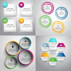 Collection of 4 design colorful infographic presentation