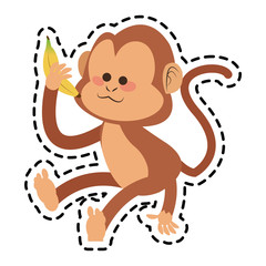 Monkey cartoon icon. Animal wildlife aple and wild theme. Isolated design. Vector illustration