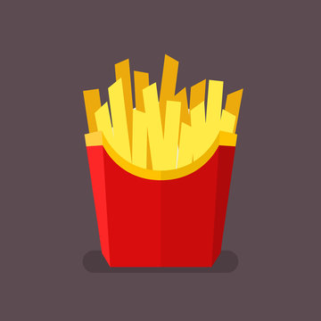 French fries in flat style