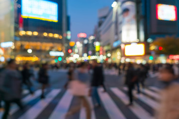 Fototapeta premium Abstract blur crowd people on crosswalk at Shibuya town