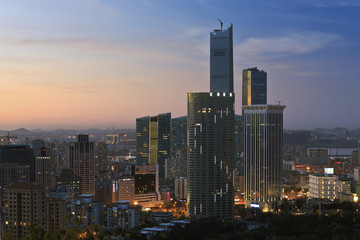 Naklejka premium Dalian evening city building