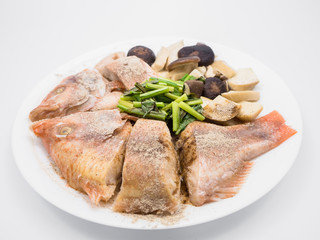 steamed pomegranate fish.