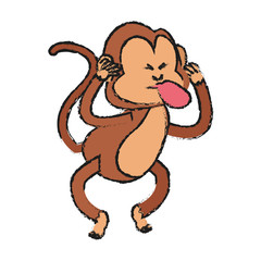 Obraz premium Monkey cartoon icon. Animal wildlife aple and wild theme. Isolated design. Vector illustration
