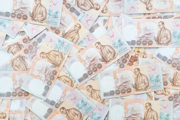 Fototapeta na wymiar Thai banknote and cash