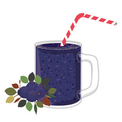 Blueberry juice icon. Smoothie drink beverage and fruit theme. Isolated design. Vector illustration