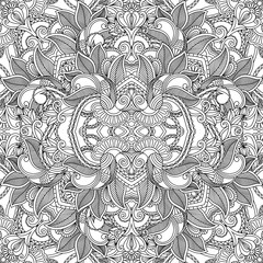 Paisley seamless pattern. Monochrome hand drawn floral motif for coloring page, wallpaper, wrapping