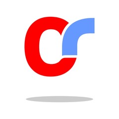 Fototapeta na wymiar Initial letter CS CR lowercase logo vector red and blue