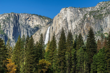 Fall colors and flowing water at Yosemite in October