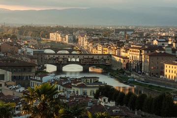 Fototapeta na wymiar sunset view of Florence from Piazzale Michelangelo