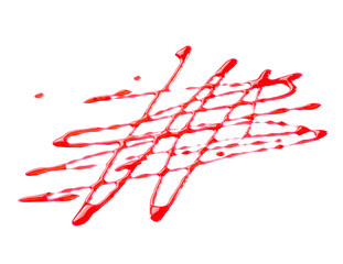 berry syrup decoration close-up isolated on white background 
