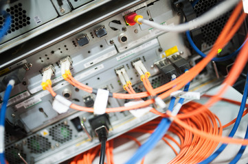 fiber optic with servers in a technology data center