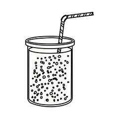 Drink glass with drinking straw icon. Beverage restaurant menu and refreshment theme. Isolated design. Vector illustration