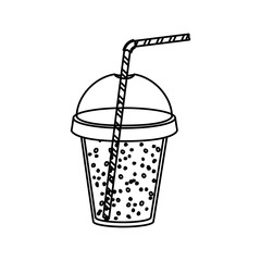 Drink glass with drinking straw icon. Beverage restaurant menu and refreshment theme. Isolated design. Vector illustration