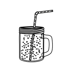 Drink glass with drinking straw icon. Beverage restaurant menu and refreshment theme. Isolated design. Vector illustration