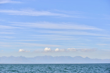 Blue sea and clouds on sky