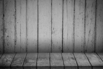 wooden table in front of wall room