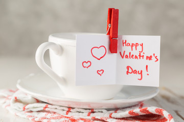 Morning coffee with Valentine's day card