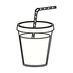 Drink glass with drinking straw icon. Beverage restaurant menu and refreshment theme. Isolated design. Vector illustration