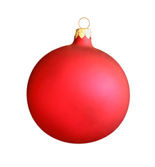 Christmas red ball isolated on white background with clipping path