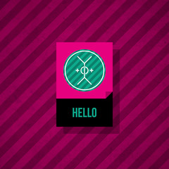 Modern design card template with mystic symbols and wacky colors. Useful for invitations, postcards and web design.