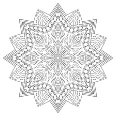 Vector mandala. Flower ornament. Hand drawn element. For coloring, print, poster, background, brochure, invite card