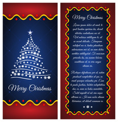 Christmas Greeting Card with Christmas tree. Merry Christmas brochure, poster template