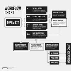 Organization chart template with geometric elements on white background. Useful for science and business presentations. - 129264147