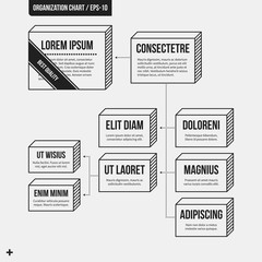 Organization chart template with geometric elements on white background. Useful for science and business presentations. - 129264164