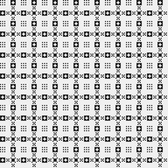 Simple pixelated pattern with monochrome geometric shapes. Useful for textile and interior design. Strict neutral style.