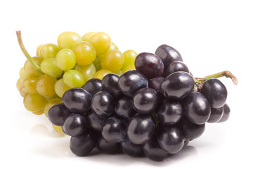 bunch of green and blue grape isolated on white background
