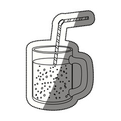 Drink glass with drinking straw icon. Beverage restaurant menu and refreshment theme. Isolated design. Vector illustration