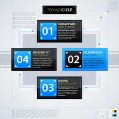 Modern web design template with options/banners. Futuristic techno business style. Useful for annual reports, presentations and advertising.