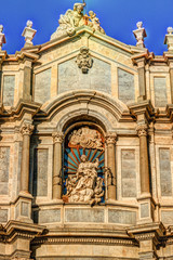 Facade of Cathedral of Santa Agatha, Catania duomo in Catania in Sicily, Italy.