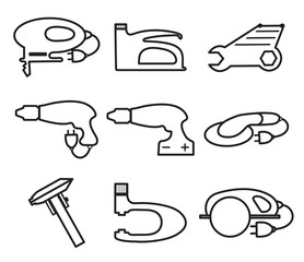 Mechanics Tools icons, modern line style. Element logo tools, isolated on a white background. Vector illustration