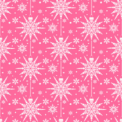 New year's wrapping paper in flat style on pink background. Christmas background vector illustration. Winter seamless pattern. Vector image