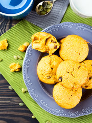 Squash and apple muffins. Vertical