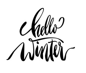 Obraz premium Hello Winter lettering illustration.