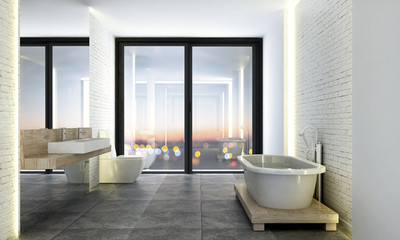 Fototapeta na wymiar The interior design of Modern bathroom 