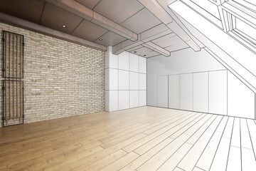 Dachausbau modern, leer (Planung)