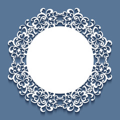 Round lace frame, wedding invitation template