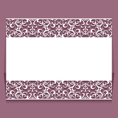 Wedding card, lace border of cutout paper swirls
