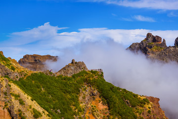 Fototapeta na wymiar Hiking Pico do Arierio and Pico Ruivo - Madeira Portugal