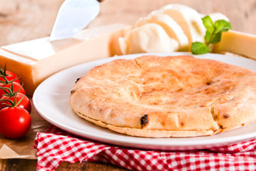 Cheese focaccia bread. 