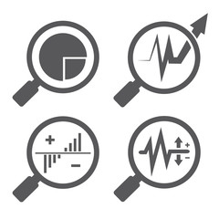 magnifier glass and graph for data analysis concept