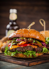 Close-up of home made burgers