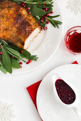 roasted  turkey breast with spicy herbs and cranberry sauce,