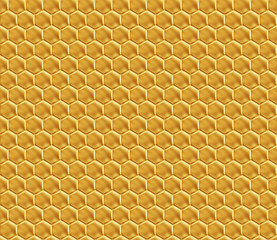Seamless pattern. Shining gold texture. Abstract background with hexagonal grid.